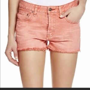Free People cutoff  distressed boho orange jean shorts